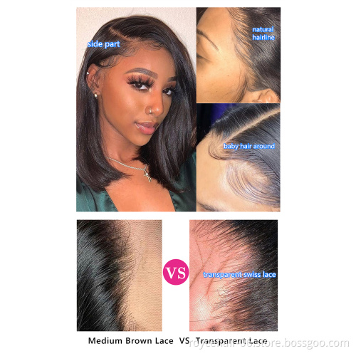 Best Selling Cheap Short Styled Pre Plucked HD Swiss Glueless Side Part Lace Front Human Hair Bob Wigs for Black Women